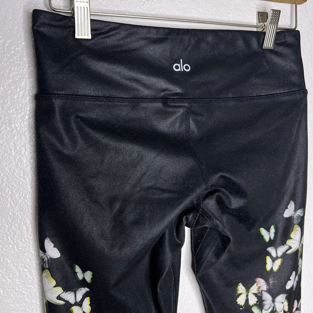 Alo Yoga Gypset‎ Goddess Airbrush Butterflies Glossy Print Leggings Size Small